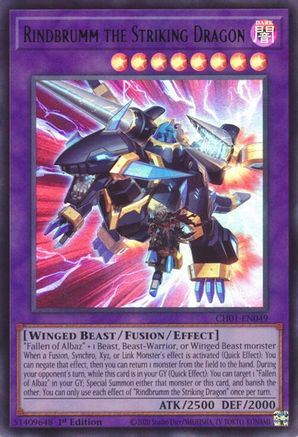 Rindbrumm the Striking Dragon (CH01-EN049) - Ultra Rare - THE CHRONICLES DECK: The Fallen & The Virtuous (All-Foil Edition)