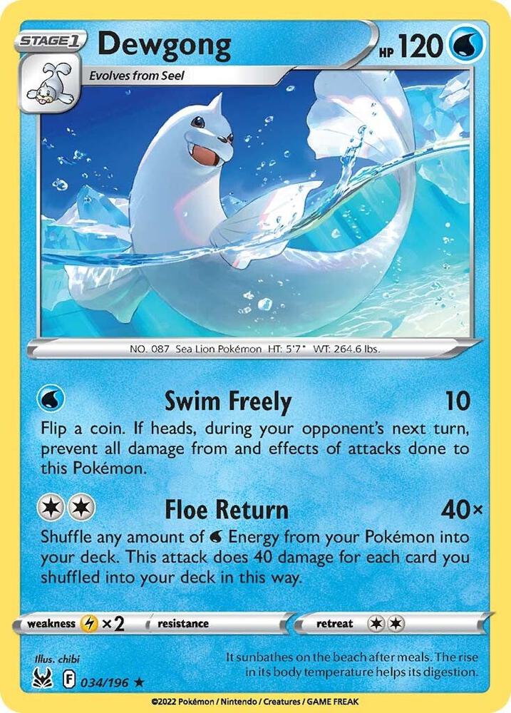 Dewgong 034/196 (SWSH11: Lost Origin) 