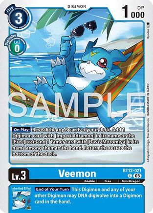 Veemon - BT12-021 (Reprint) (BT12-021) Foil Common - Advanced Booster Digimon Generation