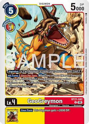 GeoGreymon - BT21-042 (Reprint) (BT21-042) Foil Common - Advanced Booster Digimon Generation