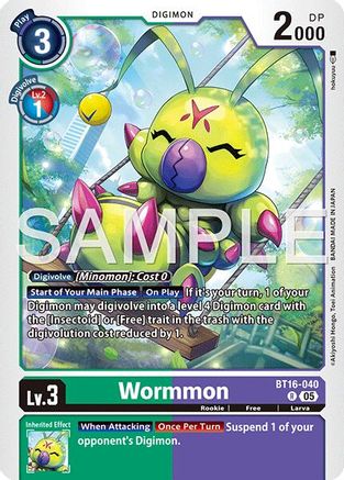 Wormmon - BT16-040 (Reprint) (BT16-040) Foil Rare - Advanced Booster Digimon Generation