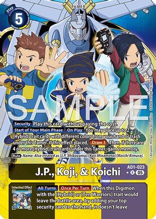 J.P., Koji, & Koichi (Alternate Art) (AD1-023) Foil Rare - Advanced Booster Digimon Generation