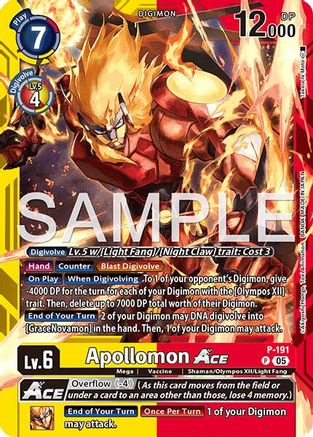 Apollomon ACE (P-191) Foil Super Rare - Limited Card Pack -Another Knight-