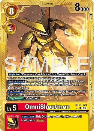 OmniShoutmon (Gold Border) (BT21-021) Foil Uncommon - Advanced Booster Digimon Generation