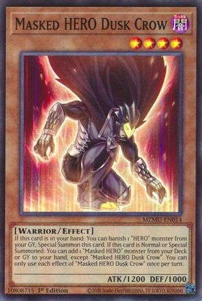 Masked HERO Dusk Crow (MZMU-EN014) - Super Rare - 1st Edition - Maze of Muertos