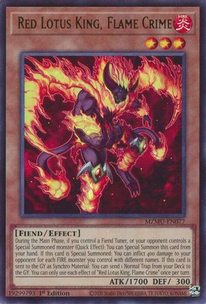 Red Lotus King, Flame Crime (MZMU-EN077) - Ultra Rare - 1st Edition - Maze of Muertos