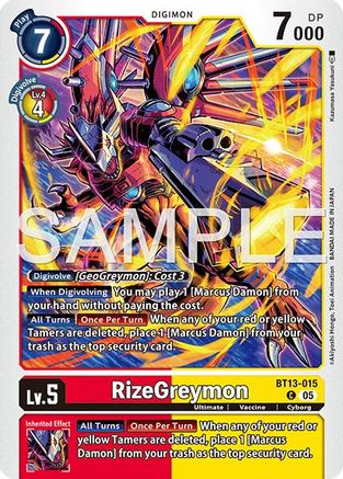 RizeGreymon - BT13-015 (Reprint) (BT13-015) Foil Common - Advanced Booster Digimon Generation