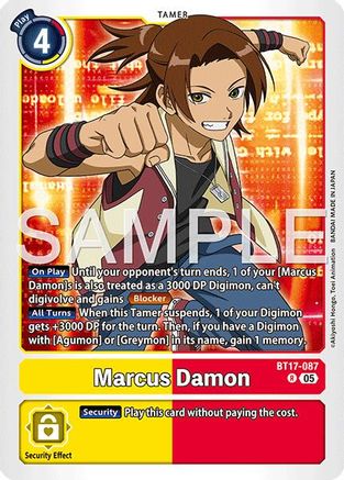 Marcus Damon - BT17-087 (Reprint) (BT17-087) Foil Rare - Advanced Booster Digimon Generation
