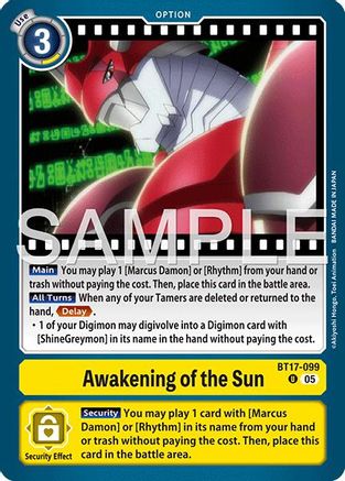 Awakening of the Sun (Reprint) (BT17-099) Foil Uncommon - Advanced Booster Digimon Generation
