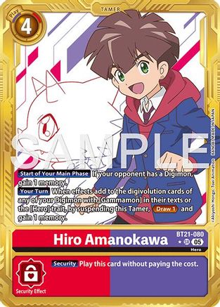 Hiro Amanokawa - BT21-080 (Gold Border) (BT21-080) Foil Super Rare - Advanced Booster Digimon Generation