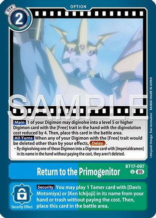 Return to the Primogenitor (Reprint) (BT17-097) Foil Uncommon - Advanced Booster Digimon Generation