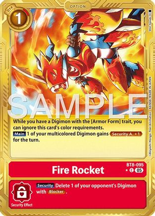 Fire Rocket (Gold Border) (BT8-095) Foil Common - Advanced Booster Digimon Generation