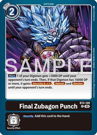 Final Zubagon Punch (Reprint) (BT4-109) Foil Common - Advanced Booster Digimon Generation