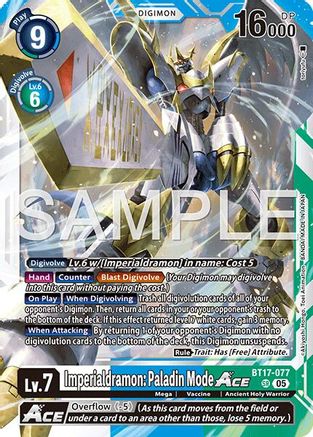 Imperialdramon: Paladin Mode ACE (Reprint) (BT17-077) Foil Super Rare - Advanced Booster Digimon Generation