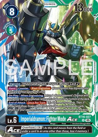 Imperialdramon: Fighter Mode ACE - BT16-027 (Reprint) (BT16-027) Foil Rare - Advanced Booster Digimon Generation
