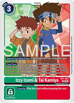 Izzy Izumi & Tai Kamiya (AD1-022) Foil Rare - Advanced Booster Digimon Generation