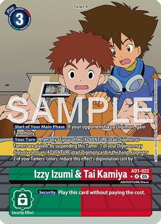 Izzy Izumi & Tai Kamiya (Alternate Art) (AD1-022) Foil Rare - Advanced Booster Digimon Generation