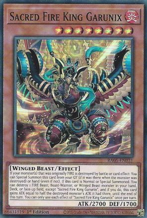 Sacred Fire King Garunix (RA05-EN031) - Super Rare - Rarity Collection 5