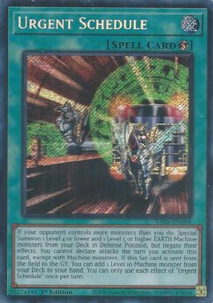 Urgent Schedule (Secret Rare) (RA05-EN064) - Secret Rare - Rarity Collection 5