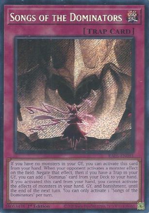 Songs of the Dominators (Secret Rare) (RA05-EN081) - Secret Rare - Rarity Collection 5