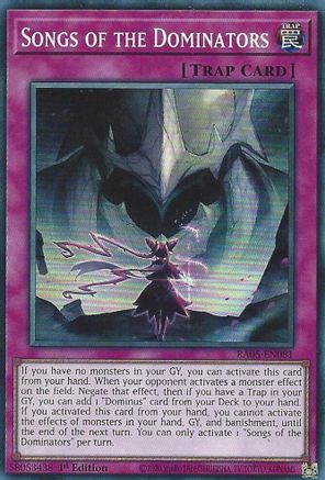 Songs of the Dominators (RA05-EN081) - Super Rare - Rarity Collection 5