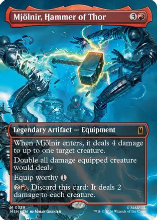 Mjolnir, Hammer of Thor (Borderless) (0339) (MSH-339) - Marvel Super Heroes - Foil