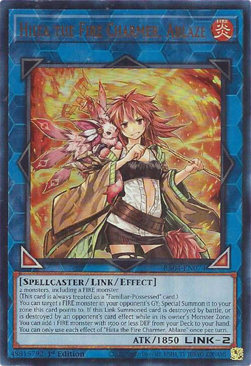 Hiita the Fire Charmer Ablaze UR RA04-EN074 (Quarter Century Stampede)  - 1st Edition