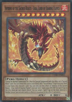 Inferno of the Sacred Beasts - Uria, Lord of Searing Flames (CORI-EN005) - Super Rare - Chaos Origins