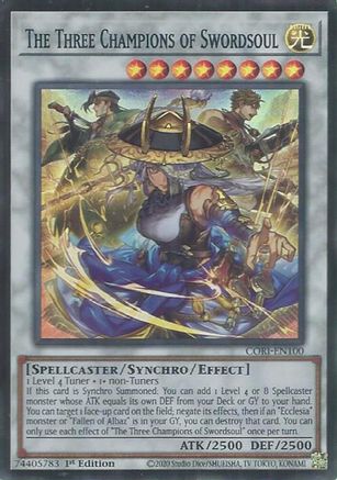 The Three Champions of Swordsoul (CORI-EN100) - Super Rare - Chaos Origins