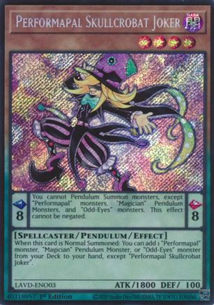 Performapal Skullcrobat Joker (Secret Rare) (LAVD-ENO03) - Secret Rare - Legendary Arc-V Decks
