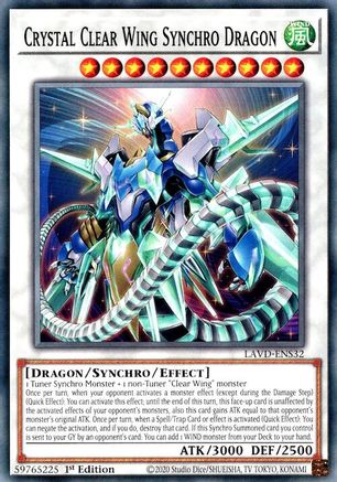Crystal Clear Wing Synchro Dragon (LAVD-ENS32) - Common - Legendary Arc-V Decks