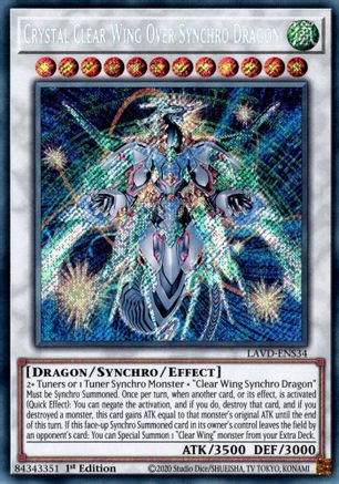 Crystal Clear Wing Over Synchro Dragon (LAVD-ENS34) - Secret Rare - Legendary Arc-V Decks