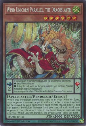 Wind Unicorn Parallel, the Dracoslayer (MAMO-EN125) - Secret Rare - Magnificent Monsters