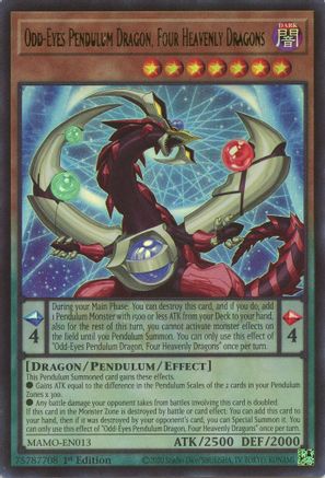 Odd-Eyes Pendulum Dragon, Four Heavenly Dragons (MAMO-EN013) - Ultra Rare - Magnificent Monsters