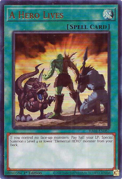 A Hero Lives UR RA04-EN087 (Quarter Century Stampede)  - 1st Edition