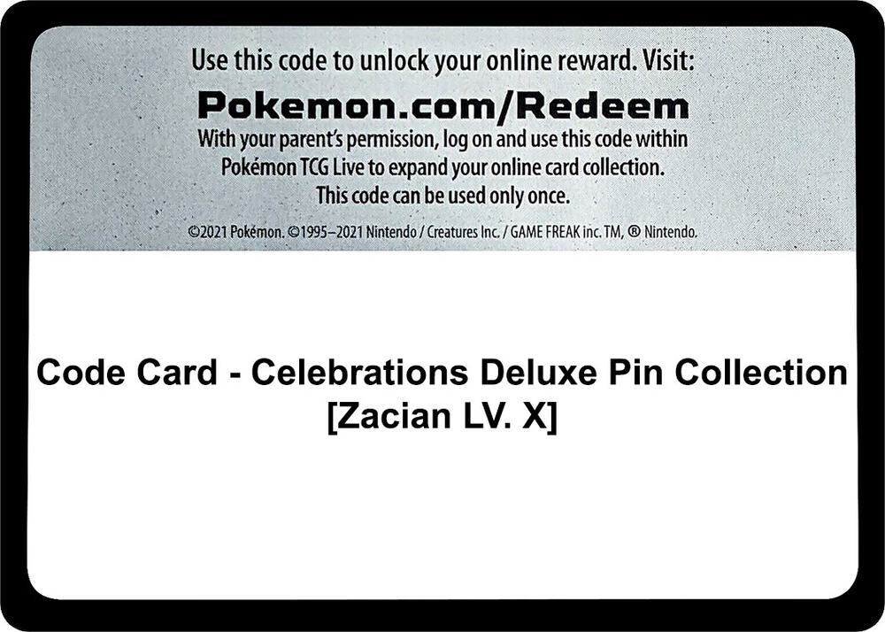 Code Card Celebrations Deluxe Pin Collection Zacian LV X  (Celebrations) 