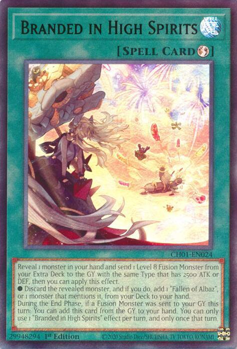 Branded in High Spirits CH01-EN024 (THE CHRONICLES DECK: The Fallen & The Virtuous (All-Foil Edition))  - 1st Edition