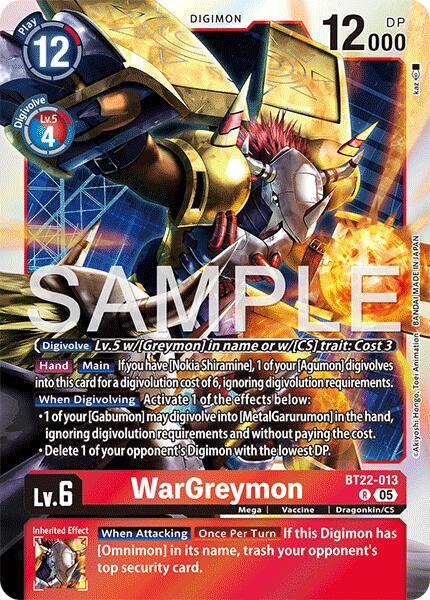 WarGreymon BT22-013 R (Cyber Eden)  - Foil