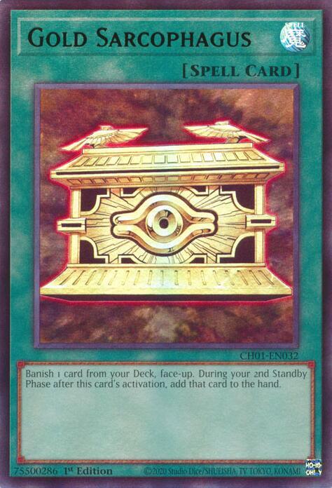 Gold Sarcophagus CH01-EN032 (THE CHRONICLES DECK: The Fallen & The Virtuous (All-Foil Edition))  - 1st Edition