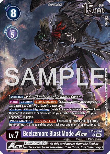 Beelzemon Blast Mode ACE BT19-074 SR (Limited Card Pack -Billion Bullet-)  - Foil