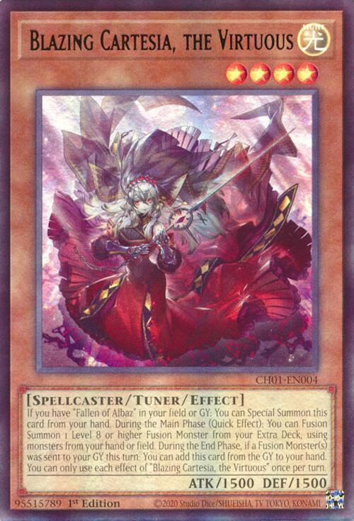 Blazing Cartesia the Virtuous CH01-EN004 (THE CHRONICLES DECK: The Fallen & The Virtuous (All-Foil Edition))  - 1st Edition