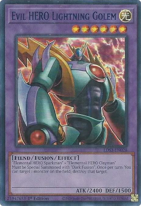 Evil HERO Lightning Golem Blue LDS3-EN028 (Legendary Duelists: Season 3)  - 1st Edition