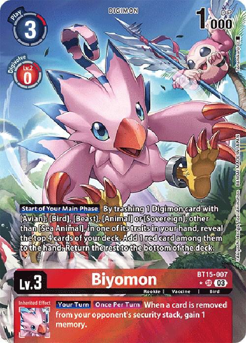 Biyomon Alternate Art BT15-007 SR (Exceed Apocalypse)  - Foil