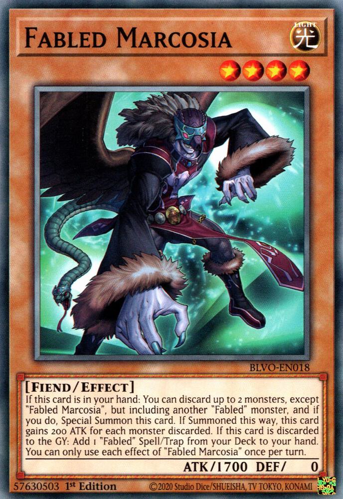 Fabled Marcosia BLVO-EN018 (Blazing Vortex)  - 1st Edition
