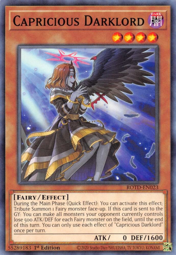 Capricious Darklord ROTD-EN023 (Rise of the Duelist)  - 1st Edition