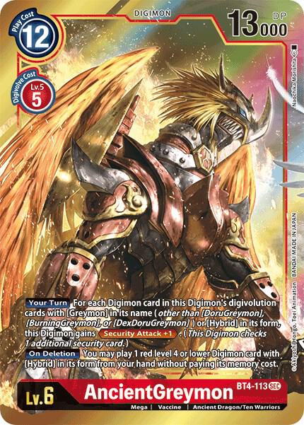 AncientGreymon Alternate Art BT4-113 SEC (Great Legend)  - Foil