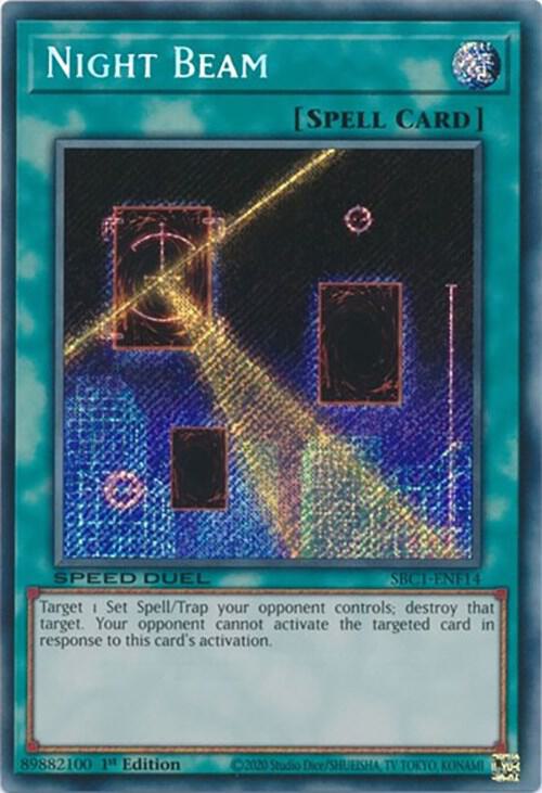 Night Beam Secret Rare SBC1-ENF14 (Speed Duel: Streets of Battle City)  - 1st Edition