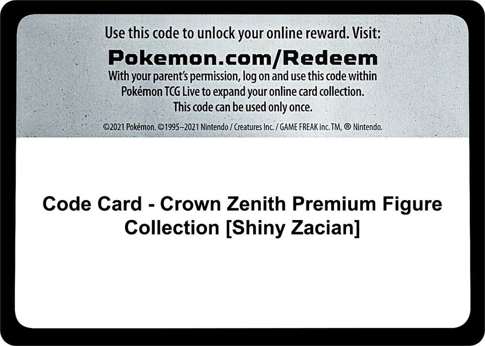 Code Card Crown Zenith Premium Figure Collection Shiny Zacian  (Crown Zenith) 