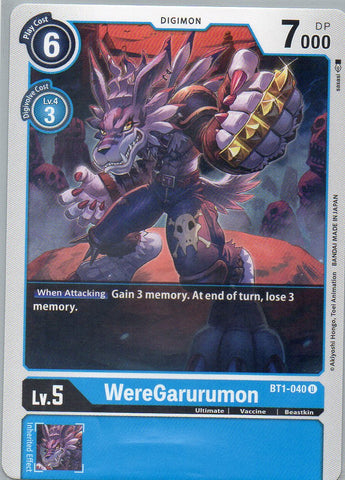 BT1-040 U WereGarurumon - Uncommon - KC Collectibles au