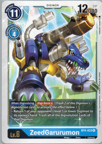 BT4-033 R ZeedGarurumon - Rare - KC Collectibles au